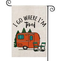 Personalized I Go Where I'm Towed Garden Flag Custom Family Name Place