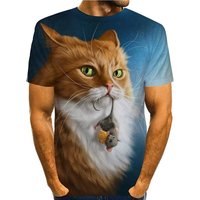 T Shirt 3d Print Cat Graphic Prints Short Sleeve Daily Tops