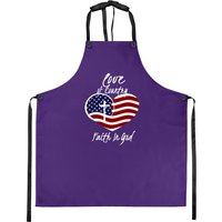 Patriotic Christian Faith In God Heart Cross American Flag Apron