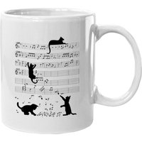 Cat Kitty Playing Music Note Clef Musician Art Coffee Mug