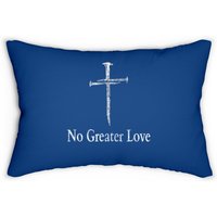 Christian No Greater Love Distressed Cross Easter Lumbar Pillow