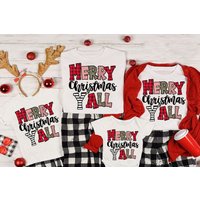 Christmas Leopard Merry Christmas Y'all Family Matching T Shirt