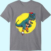 Skating Trex Dinosaur Rollerblades Skater T Shirt
