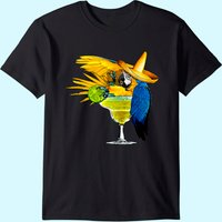 Parrot In Margarita Drinking Glass Tropical Vacation T-shirt