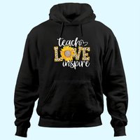 Teach Love Inspire Cute Sunflower Leopard Cheetah Print Gift Hoodie