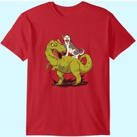 Siberian Husky Dog Riding Dinosaur T-shirt
