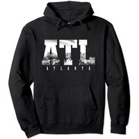 Atl Atlanta Skyline Pride Black & White Vintage Georgia Pullover Hoodie
