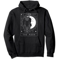 Tarot Card Crescent Moon And Cat Graphic Pullover Hoodie