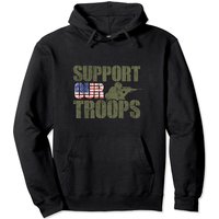 Vintage Us Military Support Our Troops American Flag Pullover Hoodie