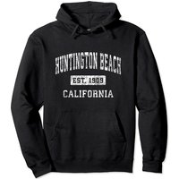 Huntington Beach California Ca Vintage Established Sports Pullover Hoodie