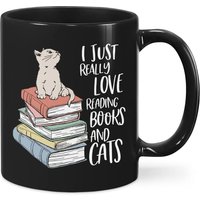 Librarian I Just Really Love Reading Books And Cats Mug