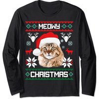 Maine Coon Meowy Christmas Ugly Sweater Cat Gift Long Sleeve