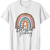 Blessed Granny Funny Leopard Boho Cute Rainbow T-shirt