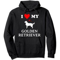 I Love My Golden Retriever Dog Lovers Silhouette Hearts Pullover Hoodie