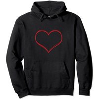 Cool Valentine's Day Line Art Minimal Valentine Red Heart Pullover Hoodie