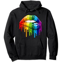 80's Sexy Colorful Graphic Lips, Women Printed Design Lips Pullover Hoodie