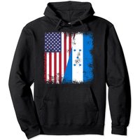 Half Honduran Flag | Vintage Honduras Usa Gift Pullover Hoodie