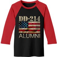 Dd-214 Alumni Military Veteran Vintage American Flag Baseball Tee