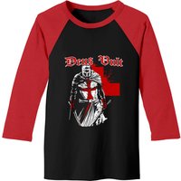 Crusader Flag Baseball Tee Deus Vult - Knight Templar - Vintage Crusader