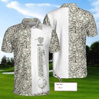 Us Dollar Golf Polo Shirt For Golfer - Dollar Bill Pattern Funny Shirt For Men