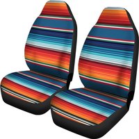 Side Airbag Compatible Serape Blue Orange Seat Covers