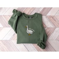 Embroidered Silly Goose Sweatshirt, Embroidered Goose Crewneck Sweatshirt