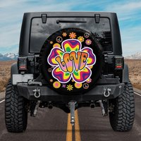 Peace Sign Flower Love Hippie Spare Tire Cover