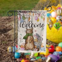 Easter Cat Rabbit Bunny Garden Flag, Spring Easter