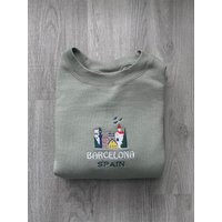 Barcelona Spain Embroidered Sweater