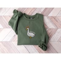 Embroidered Silly Goose Sweatshirt, Embroidered Cowboy Hat Crewneck Sweatshirt