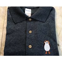Porg Sketch Art Embroidered Polo Shirt