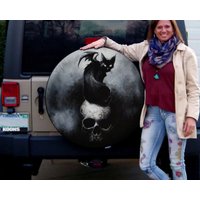 Black Cat Halloween Spare Tire Cover, Halloween Tire Cover