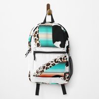 Funny Serape Cow Print Cactus Leopard Print Turquoise Backpack