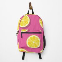 Lemon Background Pink Backpack