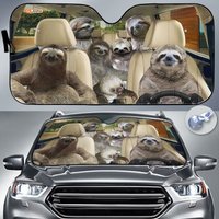 Sloth Family Car Sunshade, Sloth Car Decoration