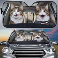Funny Cat Windshield Sunshade, Cat Driving Car Sunshade