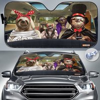 Sloth Family Car Sunshade, Sloth Car Decoration