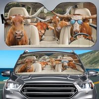 Longhorn Cattle Car Sunshade, Longhorn Cattle Sunshade