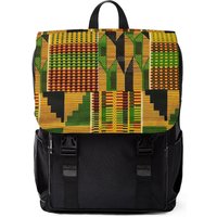 Kente Cloth Print Unisex Casual Shoulder Backpack