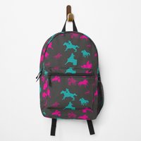 Pink & Turquoise Barrel Racing Horses Backpack