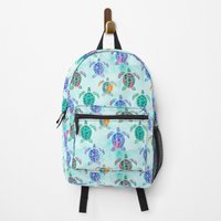 Watercolor Sea Turtles In Tie Dye Rainbow Colors Backpack
