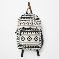 Aztec Black On Cream Mixed Motifs Pattern Backpack