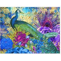 Peacock Elegant Art Design With Luxurious Flowers Jigsaw Puzzle