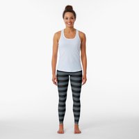 Charcoal Gray And Black Horizontal Stripes Leggings