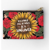 In A World Full Of Roses Be A Sunflower Quote Makeup Bags