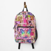 Cute Barbie Assorted Character And Logo Collage Backpack