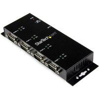 StarTech.com 4 Port USB to DB9 RS232 Serial Adapter Hub Industrial DIN Rail and Wall Mountable