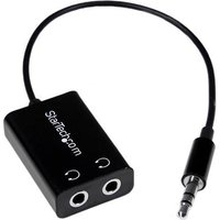 StarTech.com Black Slim Mini Jack Headphone Splitter Cable Adapter - 3.5mm Male to 2x 3.5mm Female