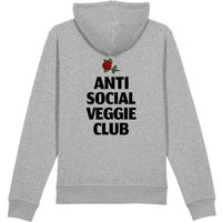 Plant Faced Clothing Damen vegan Hoodie Anti Social Veggie Club Grau