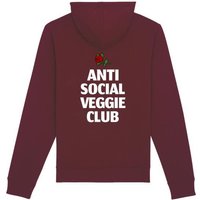 Plant Faced Clothing Damen vegan Hoodie Anti Social Veggie Club Bordeaux